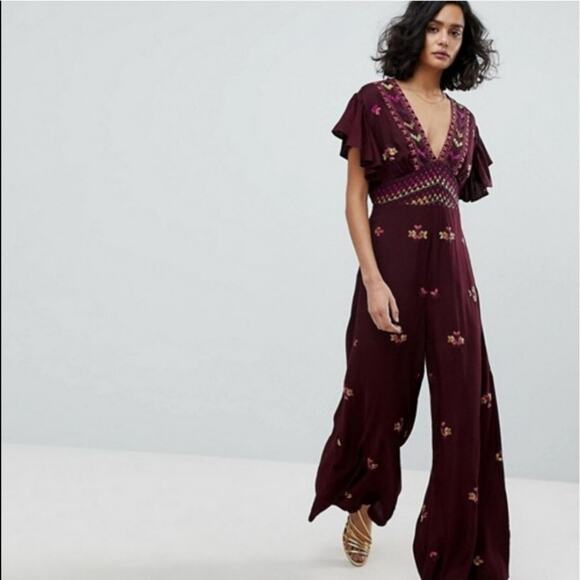 Free People Cleo Embroidered Size 4 Jumpsuit - Picture 2 of 8